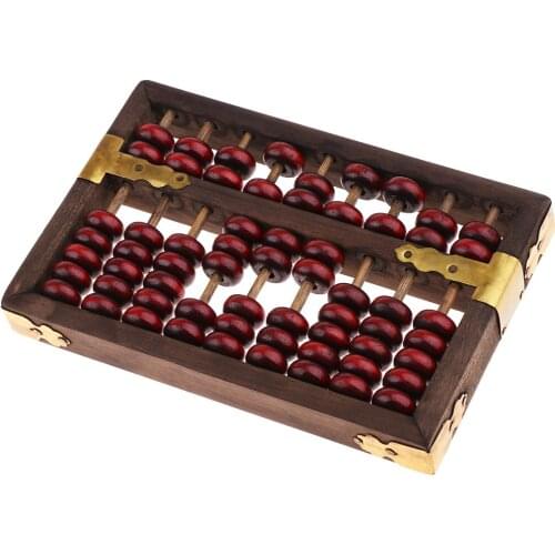 Vintage Chinese Wooden Bead Abacus Arithmetic Calculating Tool 9 Digits Gift