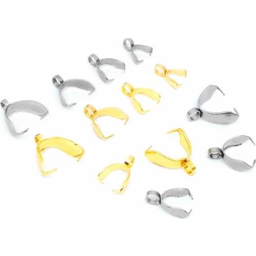 20pcs/lot 316L Stainless Steel Pinch Bail Clasp 2.5x9 3x11 4x12 5x14mm Gold Color Bale Pendant Connector for DIY Jewelry Making