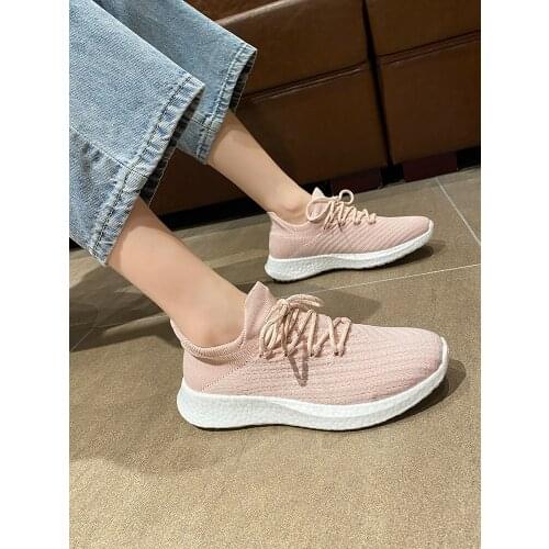 2021 Womans shoes summer new classic breathable thick-soled sneakers Flats lace up walking pink shoes for women 4CM
