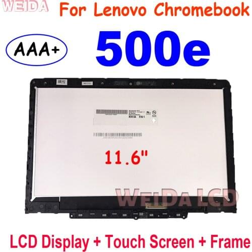 11.6" LCD For Lenovo Chromebook 500e 1st 2nd Gen LED LCD Display Touch Screen Assembly with Frame for Lenovo 500E LCD Screen