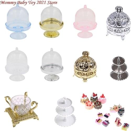 1/5pcs 3D Miniature Food DIY Craft For Dollhouse Mini Dessert Pan Cake Stand Fruit Tray and mini cake Doll Kitchen Toys
