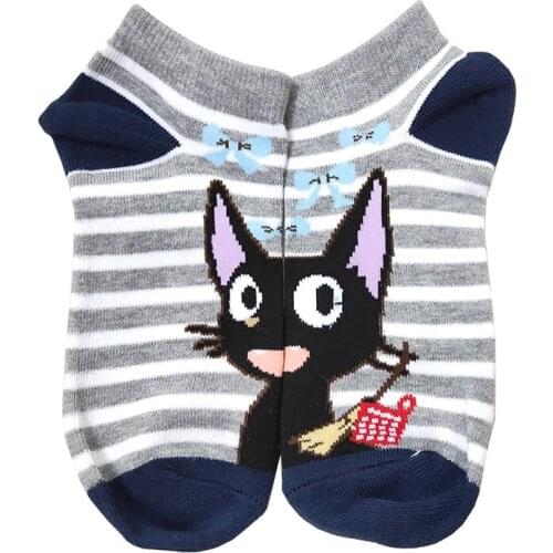 1 Pair Anime Kikis Delivery Service Socks JiJi Cartoon Women Socks Cute Animal Cat Kawaii Girl Ankle Socks Harajuku Sock