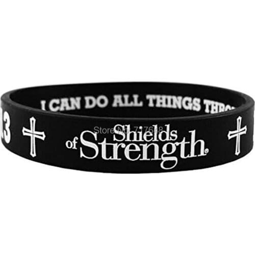 1pc Philippians I can do all things through Christ which strengtheneth me wristband silicone bracelets free shipping