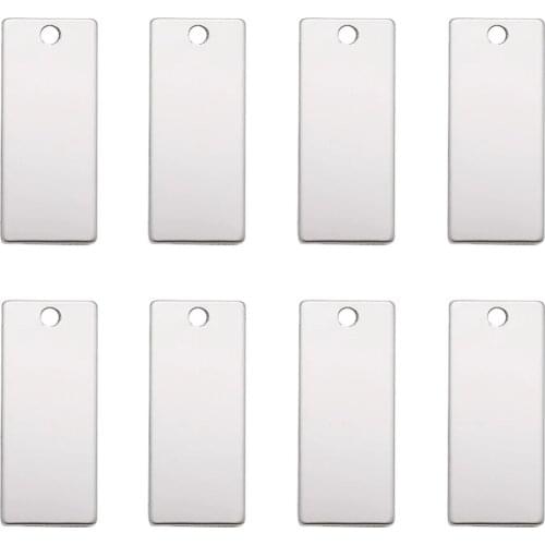 100pcs 304 Stainless Steel Rectangle Blank Stamping Tag Pendants Charms jewelry DIY making, Stainless Steel Color 25x9x1mm F70