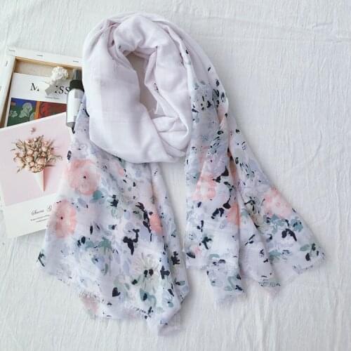 2019 Fashion Ombre Flower Print Lurex Scarves Shawl Floral FringeTrendy Scarf Wrap Hijab Wholesale 10pcs/lot Free Shipping