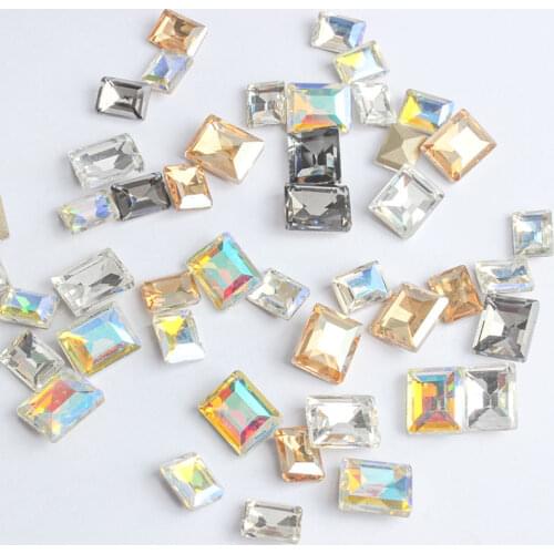 30/100pcs Rectangle nail Rhinestones 6x8mm/8x10mm Nail Rhinestones Crystal Stones for DIY 3D nail art decoration