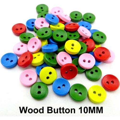 50PCS 10MM Color Wooden Bowl Buttons Sewing Clothes Boots Coat Accessory Kids Button MCB-1032