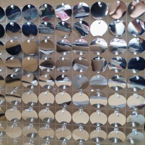 50pcs White/Transparent Background Boards with Round Mirror Silver Sequins For Stage Backdrop Panels Outdoor Advertising Wall