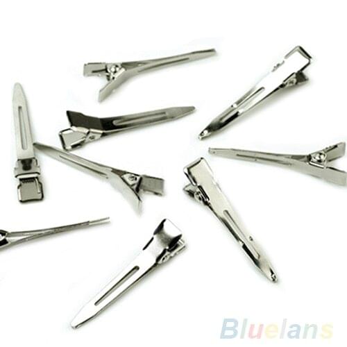 50 pcs Silver Flat Metal Single Prong Alligator Women Hair Clips Barrette for Bows DIY Accessories 96QN