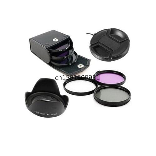 58mm UV+CPL+FLD Lens Filter for 650D 600D 550D 450D 350D Rebel T4i T3 T3i T2i T1i XSi 18-55 + Flower Lens Hood + lens cap