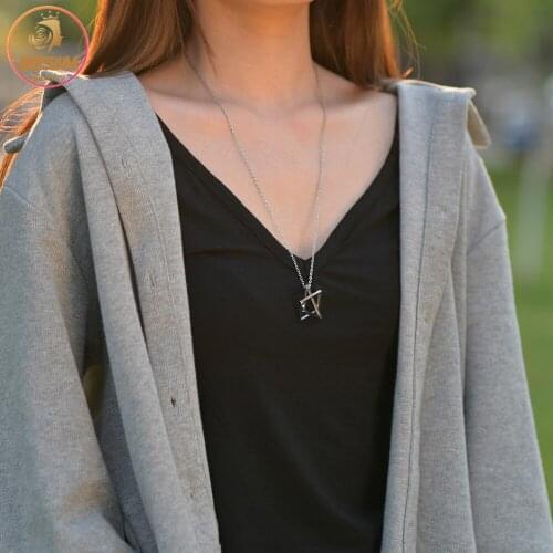 Akizoom New Stainless Steel 1 Pcs Necklace for Women Rectangle Triangle Pendant Jewelry Party Birthday Gift Freeshipping