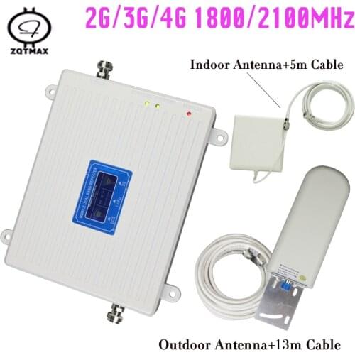 Antenna accessories + 2G 3G 4G repeater 1800 WCDMA 2100 LTE mobile cellular Signal Booster 70dB Gain Amplifier Repeater sets