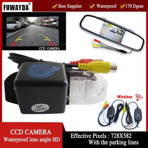 FUWAYDA Wireless Car Rear View Camera for VOLVO S80 SL40 SL80 XC60 XC90 S40 C70,4.3" inch Rear View Mirror Monitor HD