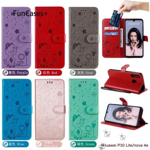 3D Embossing Covers Silicon For telefon Huawei P30 PU Leather Flip Book Phone Case telefoon P30 Lite Pro Etui Soft TPU Portable