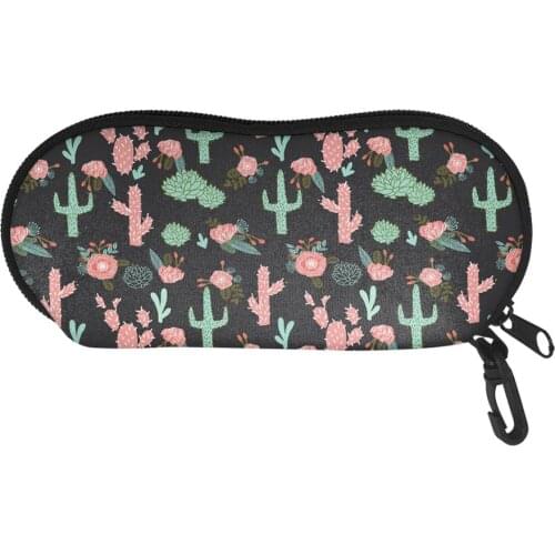 Printing Cactus Sunglasses Pouch Lightweight Neoprene Eyeglass Case Glasses Bag Unisex Eyeglasses Storage Bags Zipper
