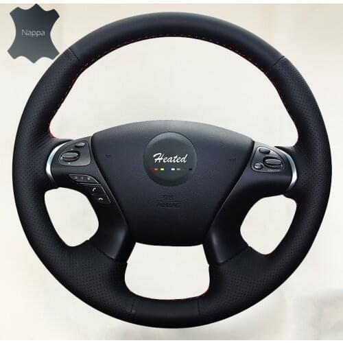 Genuine Leather wheel steering cover for Infiniti JX35 M35 M25 M56 Q70 QX60 Nissan Murano Pathfinder braid on the steering