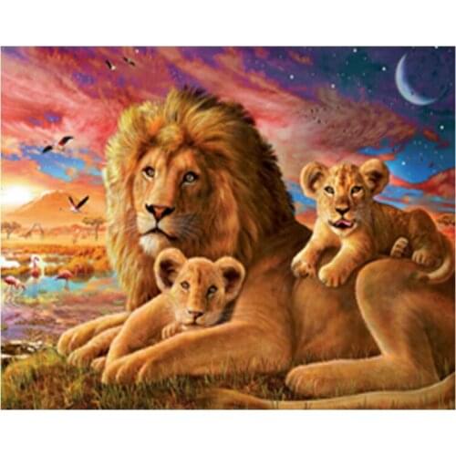 CO-16 YIKEE Full square Diamond Painting ,Diamond Painting Cross Stitch animals lion