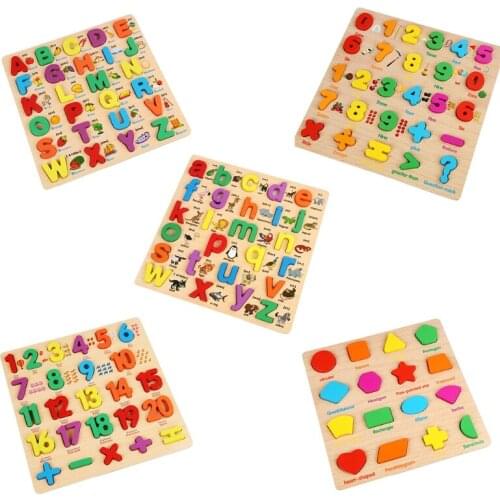 Wooden Puzzle Board Shape Matching Toy Geometric/Alphabet/Number Tangram Busy Board Jigsaw for Baby Kids Early Education A2UB