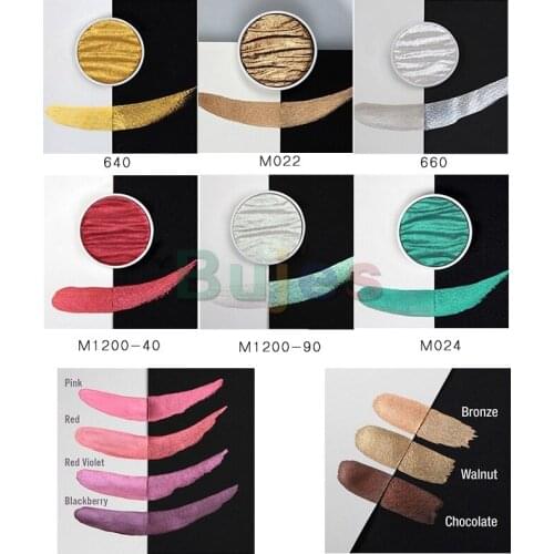 Finetec, Artist Pearlescent, Watercolor Paint, Colorful and Bright,Coliro M600 Artist Mica Watercolor Paint,(6-Color/Set)