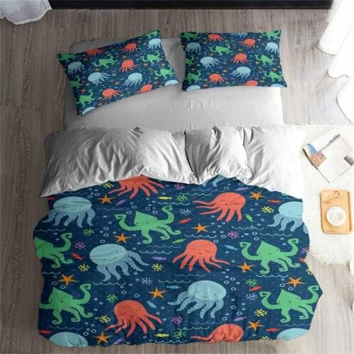 HELENGILI 3D Bedding Set octopus Print Duvet cover set lifelike bedclothes with pillowcase bed set home Textiles #2-6
