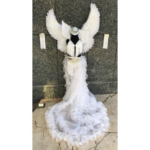 Feather creative swimsuit cloak T station serves stage costumes Chaofu children stage girl model