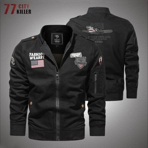 Military Bomber Jackets Men Autumn Cotton Airborne Pilot Tactical Jacket Mens Zipper Baseball Uniform Air Force Cargo Outerwear