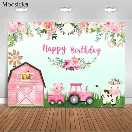 Mocsicka Birthday Party Background Red Barn Animal Decoration Style Baby Shower Photo Background Photography Banner