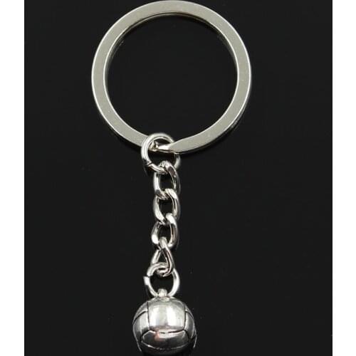 Fashion 30mm Key Ring Metal Key Chain Keychain Jewelry Antique Silver Color Plated 3D Volleyball 15x11x11mm Pendant