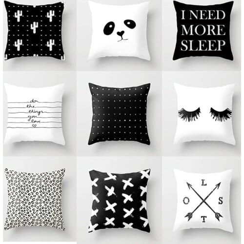 Cushion Cover Black White Geometric Sofa Decorative Pillowcase Polyester 45*45 Throw Pillow Home Decor Pillowcover 2020 New