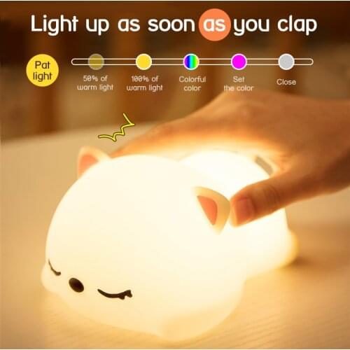 Baby Bedroom Night Light Indoor Decor USB Rechargeable Desk Light Cartoon Silicone Touch Sensor Table Lamp With Remote For Kids