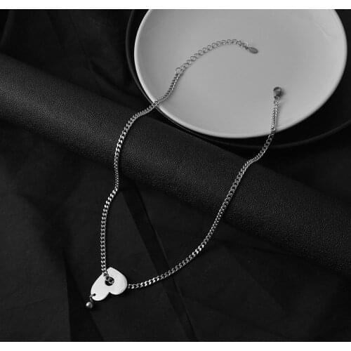 O-chain Heart Necklace Women Punk Party Stainless Steel Pendant Necklaces Choker Jewelry Hip Hop Best Friends