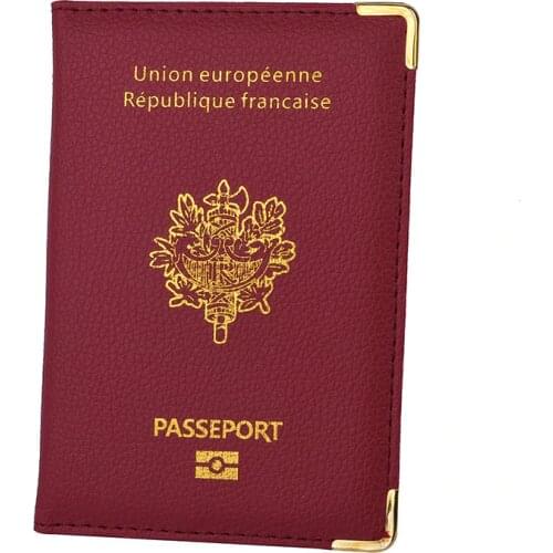 France Passport Cover PU Leather Credit Card Slots Porte-Passeport Housse Men Women French Passports Organizer for Travel