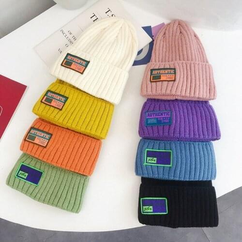 Autumn and Winter New Simple Solid Color Patch Wool Hat All-Matching Student Couple Knitted Hat Age-Reducing Pullover Hat