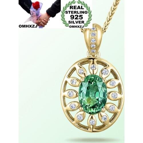 OMHXZJ Wholesale European Fashion Woman Girl Party Gift God Eye Sapphire Zircon 925 Sterling Silver Necklace Pendant Charm CA16