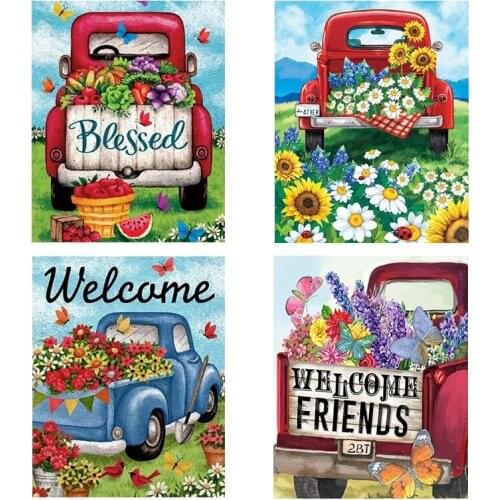 Full Round Drill Square Diamond Painting Garden Car Flower Landscape 5D Diamond Cross Stitch Art Embroidery Mosaic Home Decor