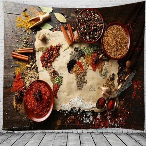 Seasoning Map Tapestry Hanging Flower Psychedelic Tapestry Wall Hanging Decor Halloween Deco