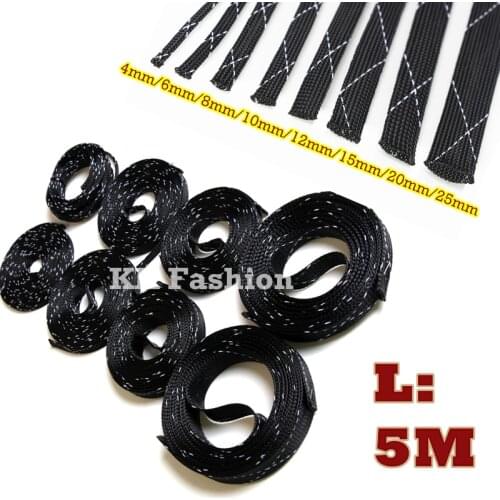 Dropship 5M PET Expandable Cable Sleeve Tight Wire Gland Cables protection Insulation Braided Sleeving 4/6/8/10/12/15/20/25mm