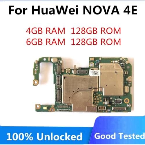 Unlocked 128GB For HUAWEI NOVA 4E Motherboard, Original Unlokced Logic Board WIth Full Chips Mainboard With Android 4GB 6GB RAM