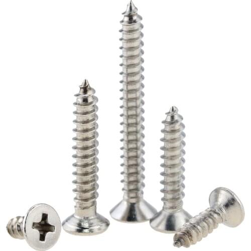 100PCS M1.2*3 4 5 6 7 8 304 Stainless Steel Cross Recessed Countersunk Flat Head Tapping-screws Wood Screw M1.2x3 M1.2x6