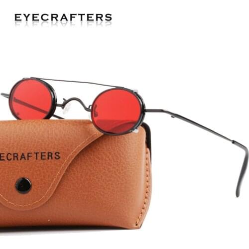 Retro Vintage Womens Small Round Metal Steampunk Sunglasses Mens Double Bridge John Lennon Round Style Sunglasses Removable Lens