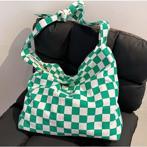 Big Cloth Shoulder Bucket Bag 2021 Fashion Casual Travel Shoulder Handbags and Purses Green Black