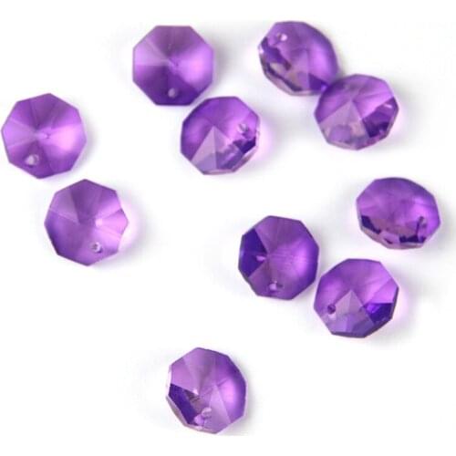 Octagon Bead 14mm Multicolor 50pcs/Lot Glass Chandelier Beads With 1 Hole Feng Shui Hanging Crystal Curtains