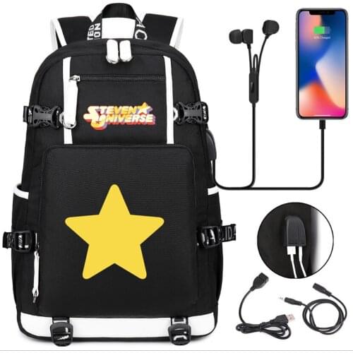 Steven Universe canvas travel bag School Bag usb charging shoulder bag Ghost Busters Teenagers Backpack Laptop bag rucksacks