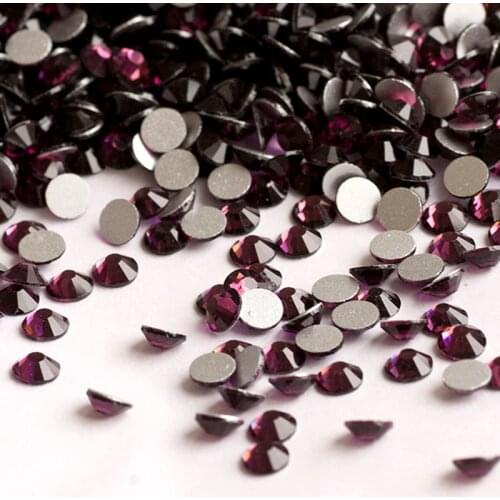 YANRUO 2058NoHF SS30 Amethyst 288Pcs Non Hot Fix Strass Stick On Nails Flat Back Crystal Glass Rhinestones For Clothing