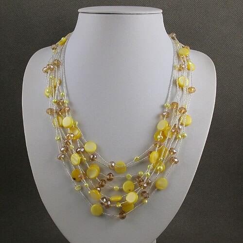 Unique Pearls jewellery Store,8rows Gold Crystal Shell Baroque Freshwater Pearl Necklace Magnet Clasp,Perfect Women Gift Jewelry