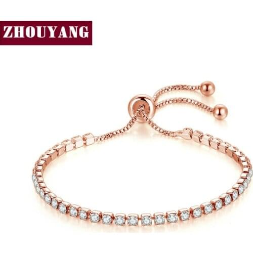 ZHOUYANG Bracelet For Women Luxury Style 4 Color 4 Claws Mosaic Cubic Zirconia Silver Color Fashion Jewelry Gift H095