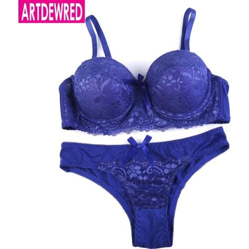 ARTDEWRED New Arrivals Sexy Hollow Out Bra Brief Sets 36-44 ABC Lace Embroidery Push Up Women Bra set Underwear Panty Set 6color