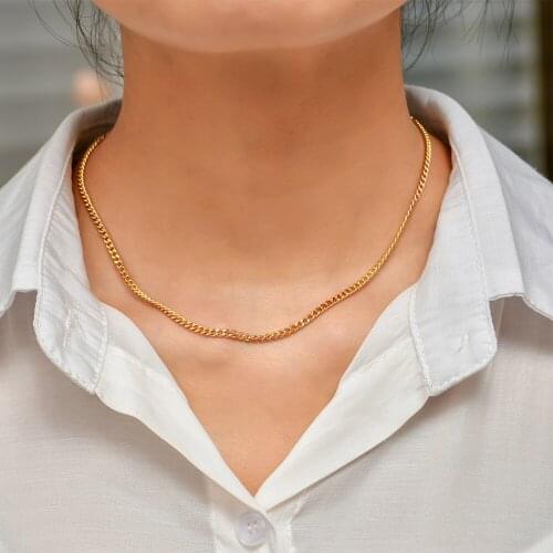 2021 New Fashion Thin Link Chain Necklace Collar Female Party Jewelry Minimalist Gold Color Metal Choker Necklace for Women