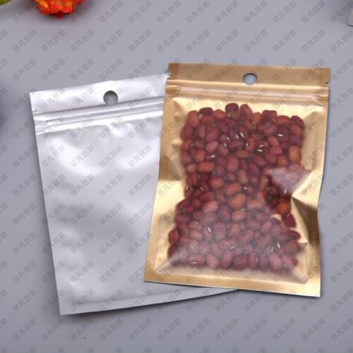 18cm*26cm Golden / Clear Self Sealing Zipper Plastic Retail Pack Package Storage Bag, Zip Lock Bag Retail Packing W/ Hang Hole