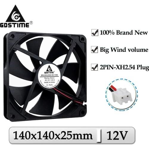 5Pcs/Lot Gdstime 12V 140mmx25mm 140mm Brushless DC Computer PC Case Cooler Fan 14025S 14cm Axial Exhaust Radiator Cooling Fan